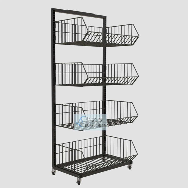 Supermarket Chip Snacks Metal Display Stand Rack Shelf Nail Polish Basket Storage Wire Display Shelving