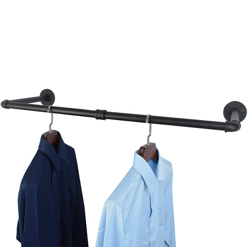 Industrial Pipe Clothing Rack Wall Mounted  Clothes Stand Floating Shelves Steam Punk Commercial Clothes Display Racks