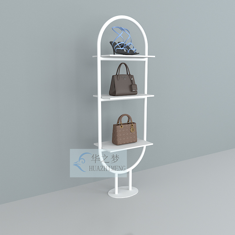 Custom Fashion Wall Mounted Boutique Shoes Store Display Racks Handbags Shop Fittings Displays Stand Rack