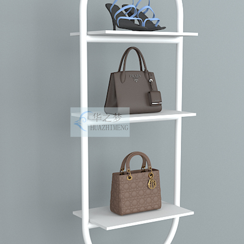 Custom Fashion Wall Mounted Boutique Shoes Store Display Racks Handbags Shop Fittings Displays Stand Rack