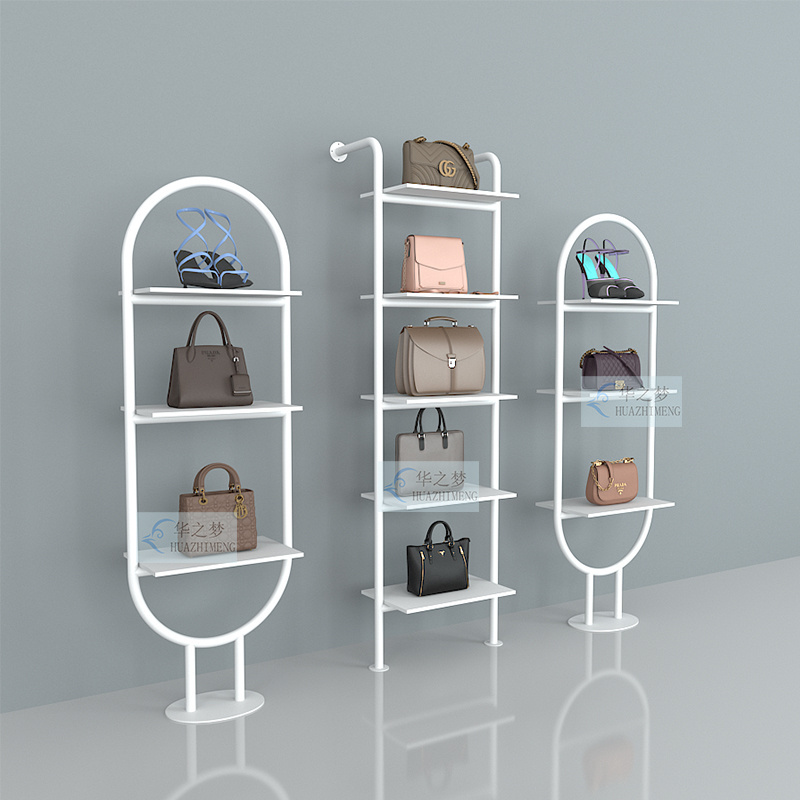 Hot Sale Shoe Handbag Shop Decoration Display Stand  Lady Bags Showcase Shoes Shop Furniture Display Rack