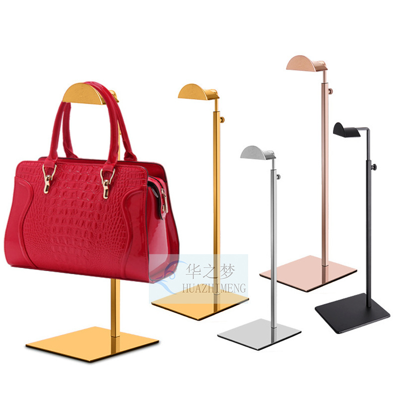 Wholesale clothing store bag holder metal handbags purse display rack tote bag hanger for shops