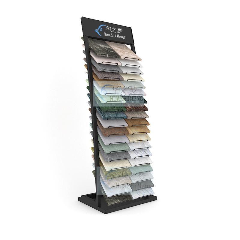 Standing Wood Floor Tower Display Racks Porcelain Ceramic Tile Waterfall Stands Marble Granite Stone Metal Displays Racks