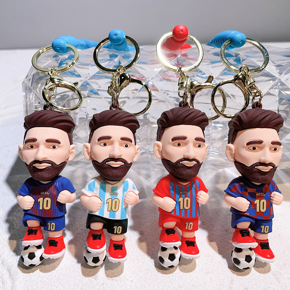 Tong Messi Football Star Keychain Car Keychain 3D Toy Schoolbag Pendant