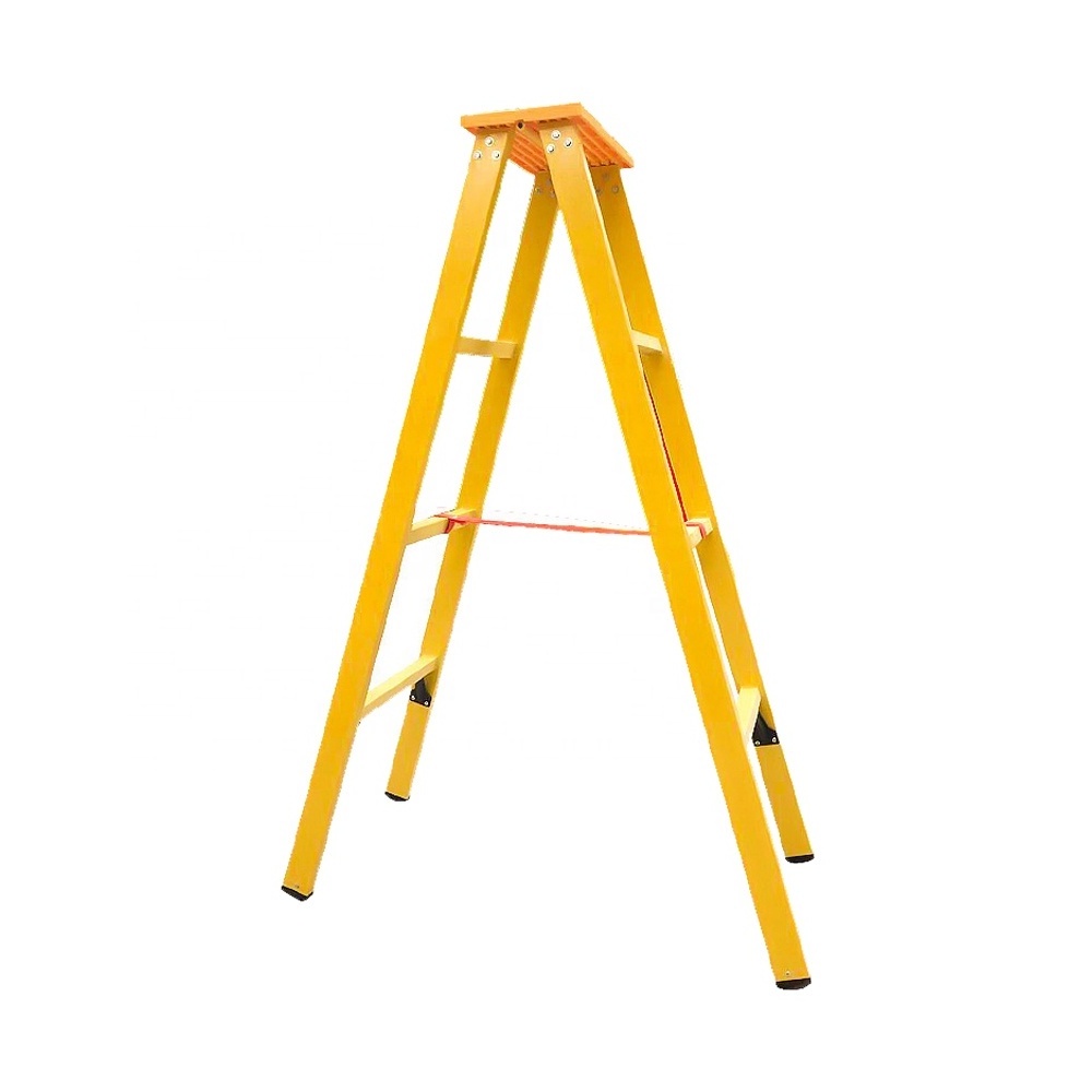 Household Step a Shape Ladder Safety FRP Insulation Double Side Folding Ladder and Fiberglass Brown Box Industrial 220V Yellow