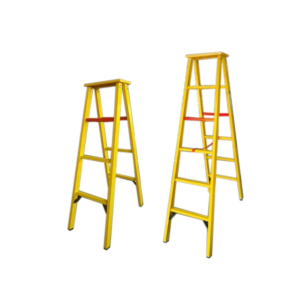 Household Step a Shape Ladder Safety FRP Insulation Double Side Folding Ladder and Fiberglass Brown Box Industrial 220V Yellow