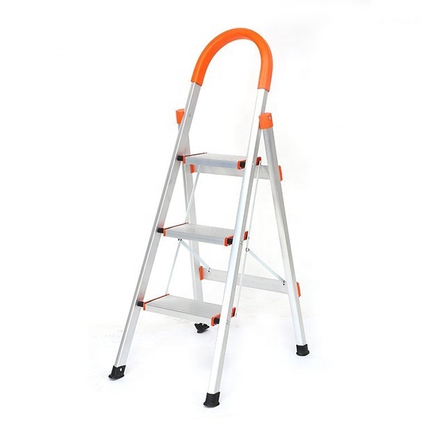 3-6 step Collapsible Ladders Aluminum Compact Folding  Wide Step Ladders Household Ladder