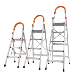 3-6 step Collapsible Ladders Aluminum Compact Folding  Wide Step Ladders Household Ladder