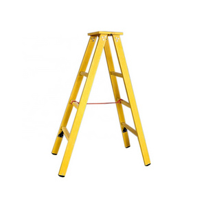 Household Step a Shape Ladder Safety FRP Insulation Double Side Folding Ladder and Fiberglass Brown Box Industrial 220V Yellow