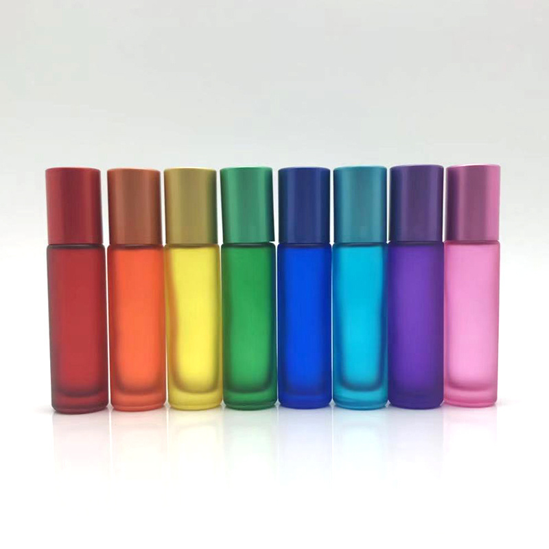 5ml 10ml rainbow color essential oil roller on glass bottle