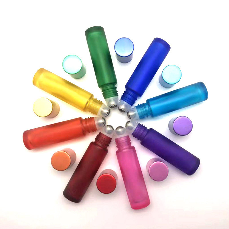 5ml 10ml rainbow color essential oil roller on glass bottle