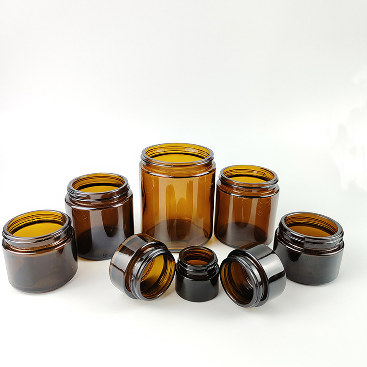 Ready to Ship Different Capacity 30g 60g 100g 120g Amber Round Shape Glass Cosmetics Jar Glass Jar for Candle