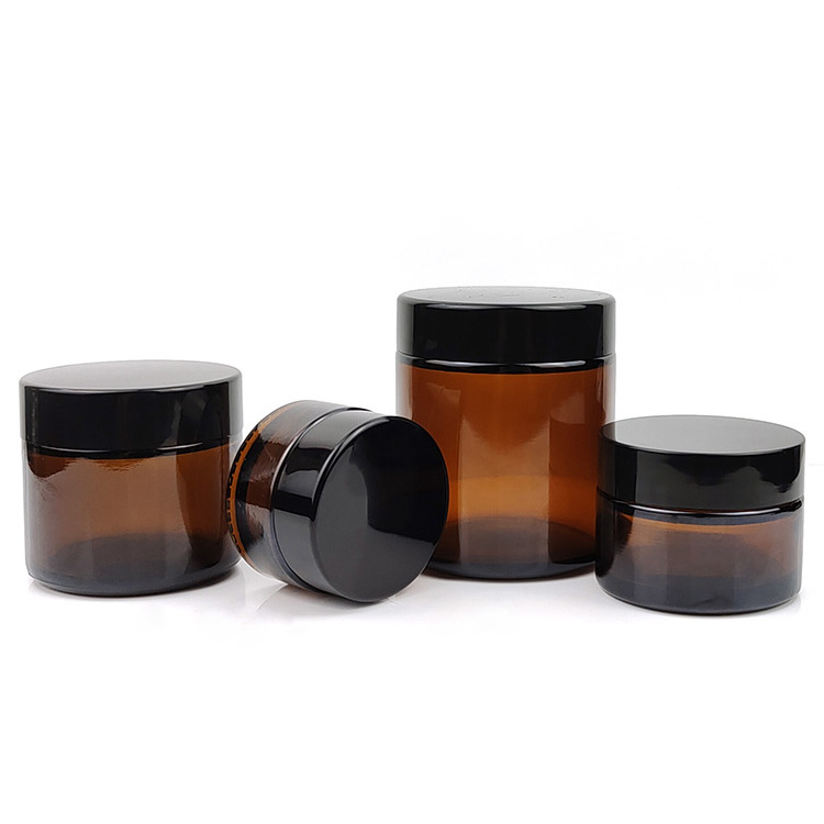 10 15 20 30 50 60 100 ml g cosmetic amber glass jar round small empty 10g 15g 20g 30g 50g 60g 100g 5g face cream with black lid