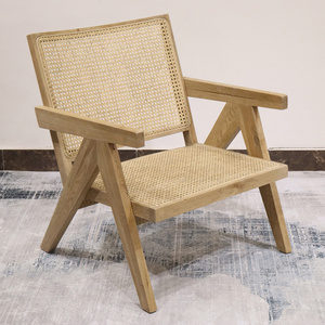 Unique comfortable living room leisure chair Furniture wood frame natural rattan chair