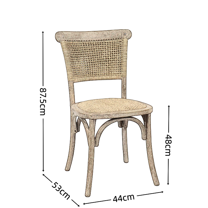 Stackable Oak Woven Back Bistro Chair Comfortable Dining Chairs for Farmhouse French Design for Living Room Hotel