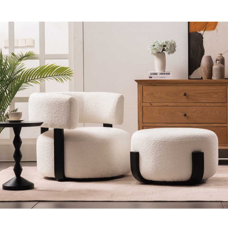 Boucle accent chair furniture sets single lounge sofa chair round single seat boucle sofa