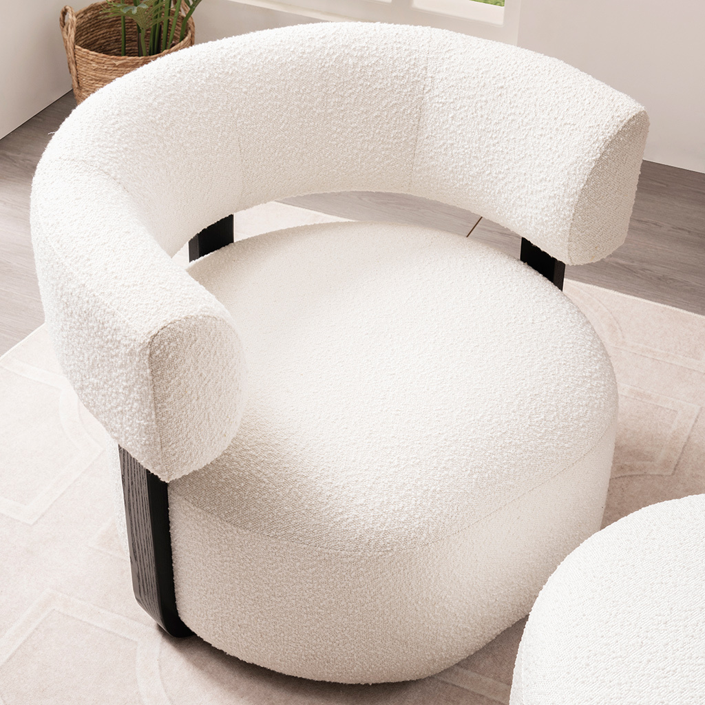 Boucle accent chair furniture sets single lounge sofa chair round single seat boucle sofa