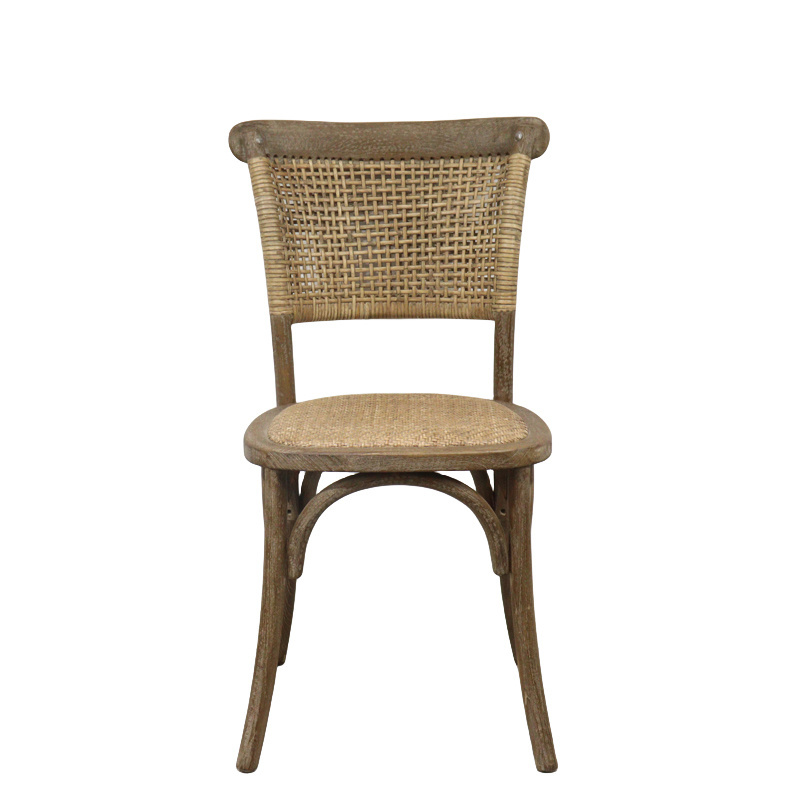 Stackable Oak Woven Back Bistro Chair Comfortable Dining Chairs for Farmhouse French Design for Living Room Hotel