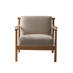 Cozy Cream-Coloured Linen Fabric Accent Chair for Living Room Dreamy Beige with Soft Colors and Knobby Texture