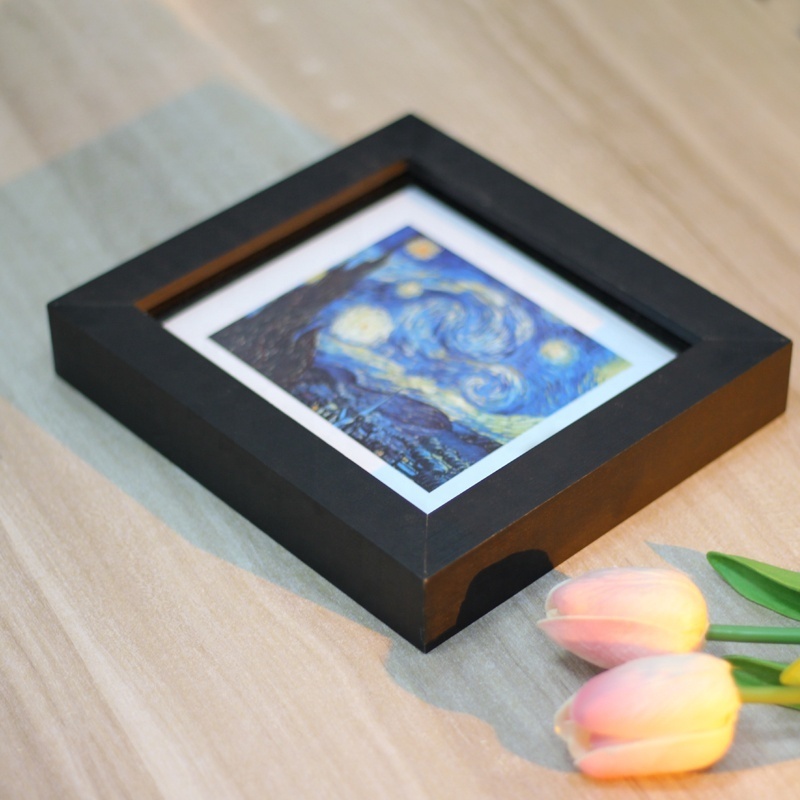 Factory supply custom 6X6 8X8 inch black solid wood picture frame 3D shadow box photo frame