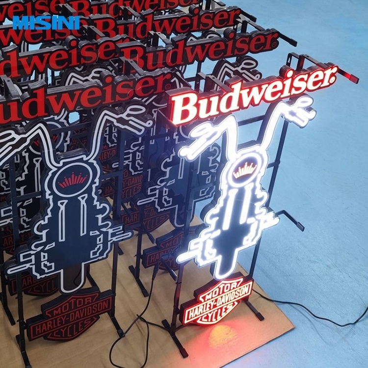 Factory Custom Made  LED Display Sign Luminous Budweiser Illuminated Neon Bar Beer Signs