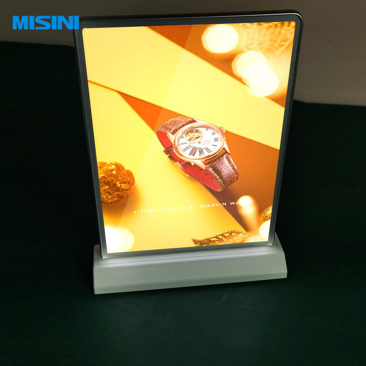 Rechargeable A4 Double-Sided Bar Slim Led Advertising Picture Stand Menu Board Frame Light Box Sign