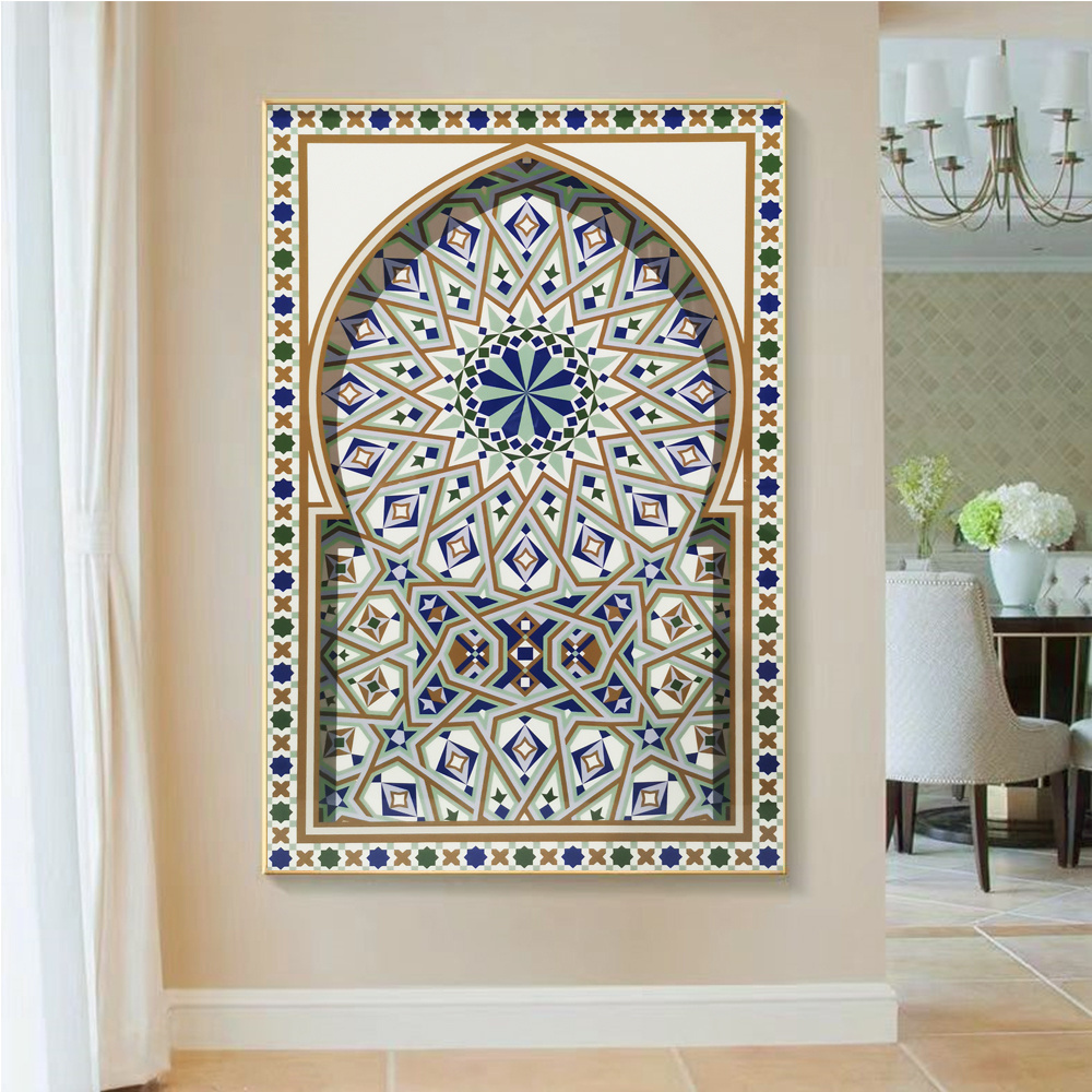 Living Room Decorative Painting Moroccan Arch Crystal Porcelain Painting Hotel Restaurant Middle Eastern Architecture Wall Art