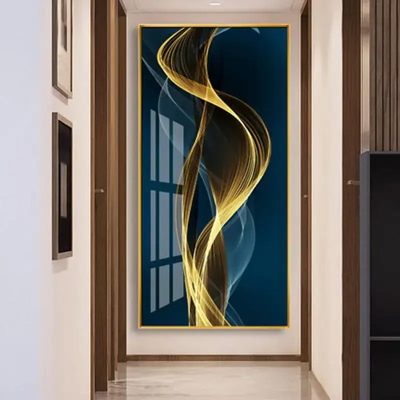 Vertical luxury Three -dimensional abstract Hotel crystal porcelain glass painting prints wall art home decoration