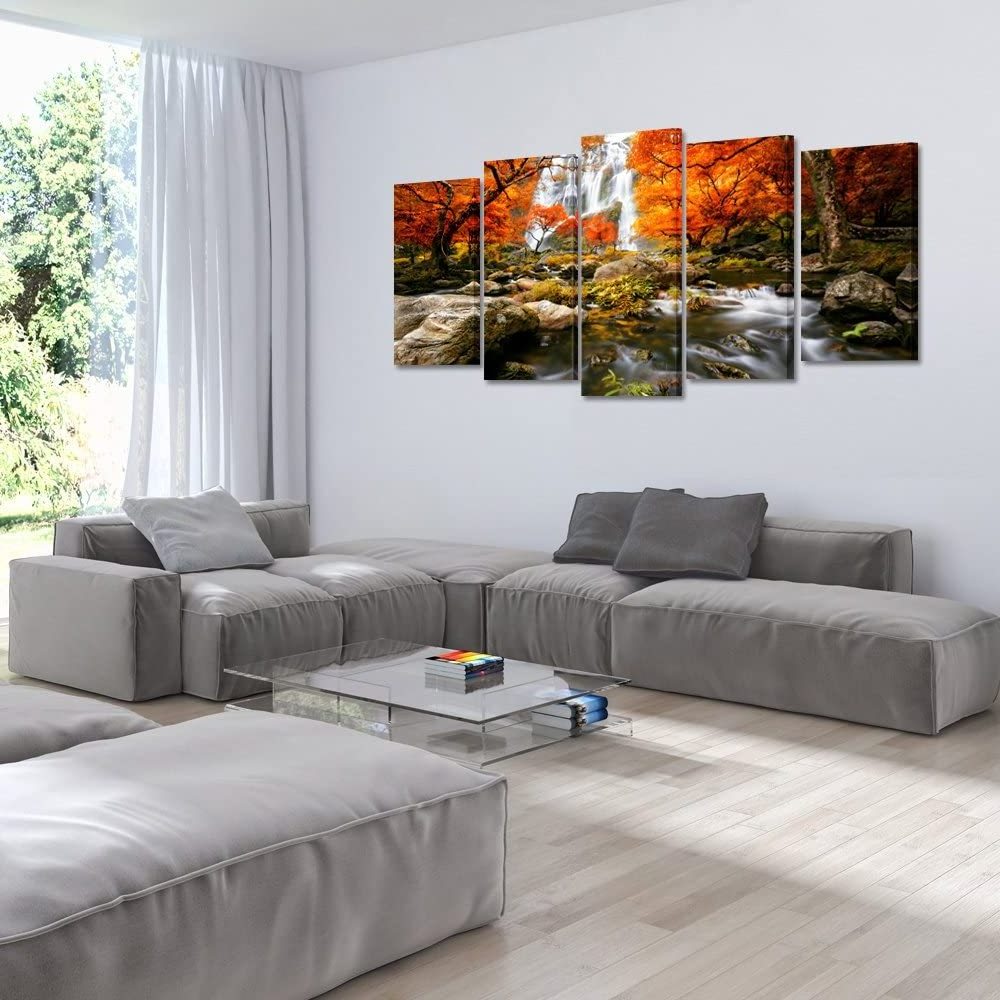 Autumn 5 pieces modern packaging art micro spray canvas printing artwork landscape tree painting living room canvas wall art pa