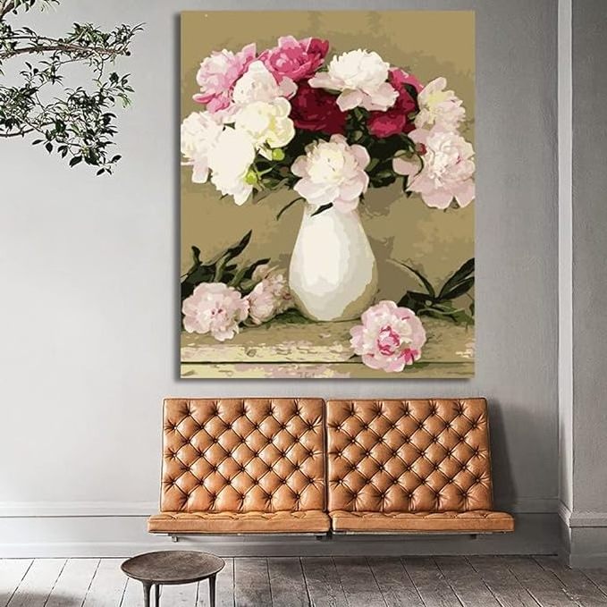 Wholesale High Quality Camellias DIY Handmade Decor Painting Wall Art Paint By Numbers Kits For Living Room