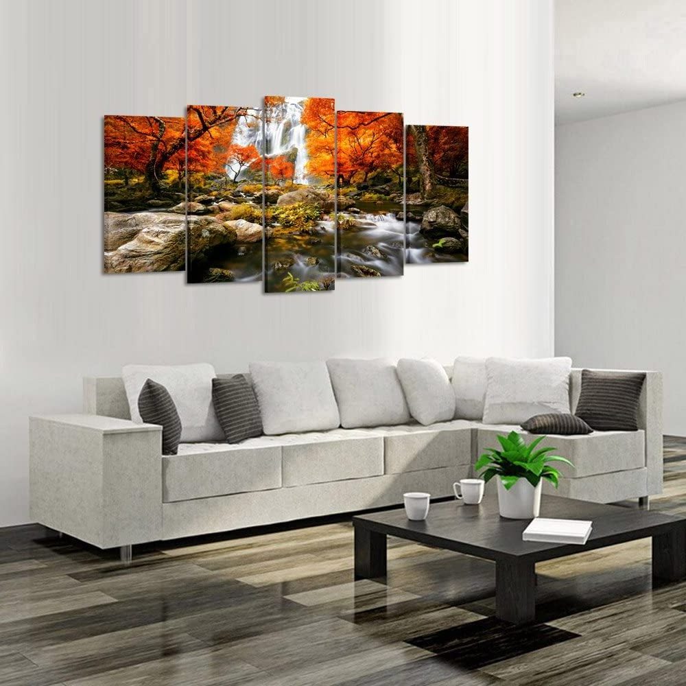 Autumn 5 pieces modern packaging art micro spray canvas printing artwork landscape tree painting living room canvas wall art pa