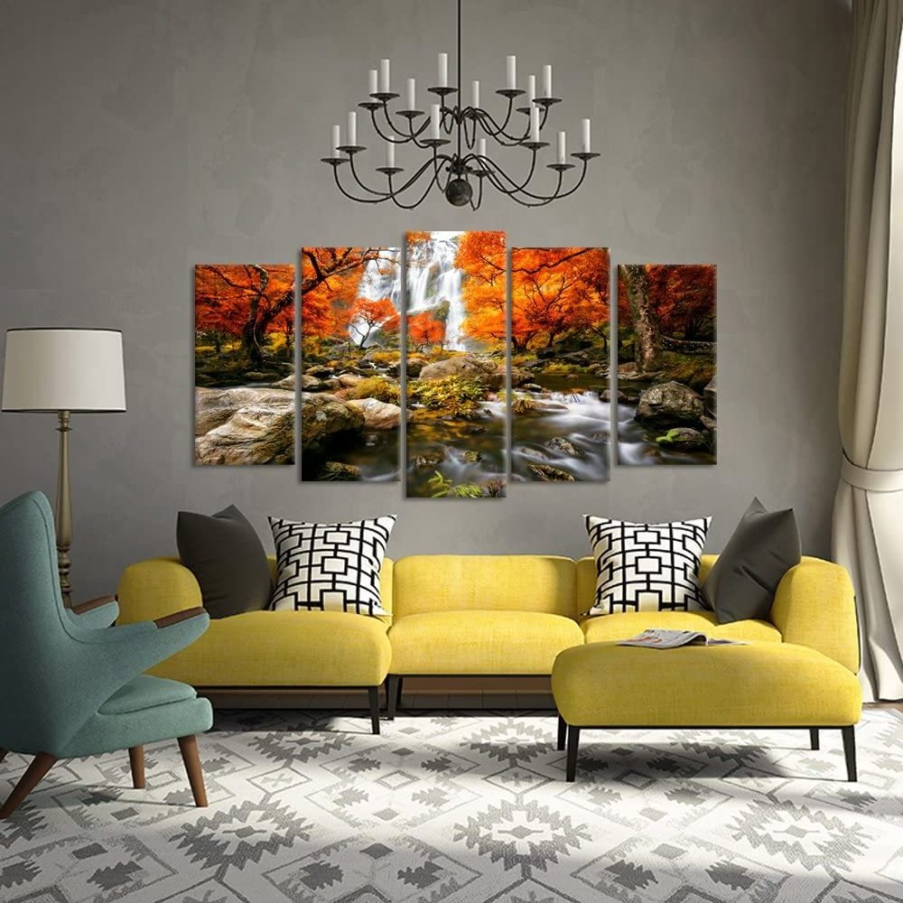 Autumn 5 pieces modern packaging art micro spray canvas printing artwork landscape tree painting living room canvas wall art pa