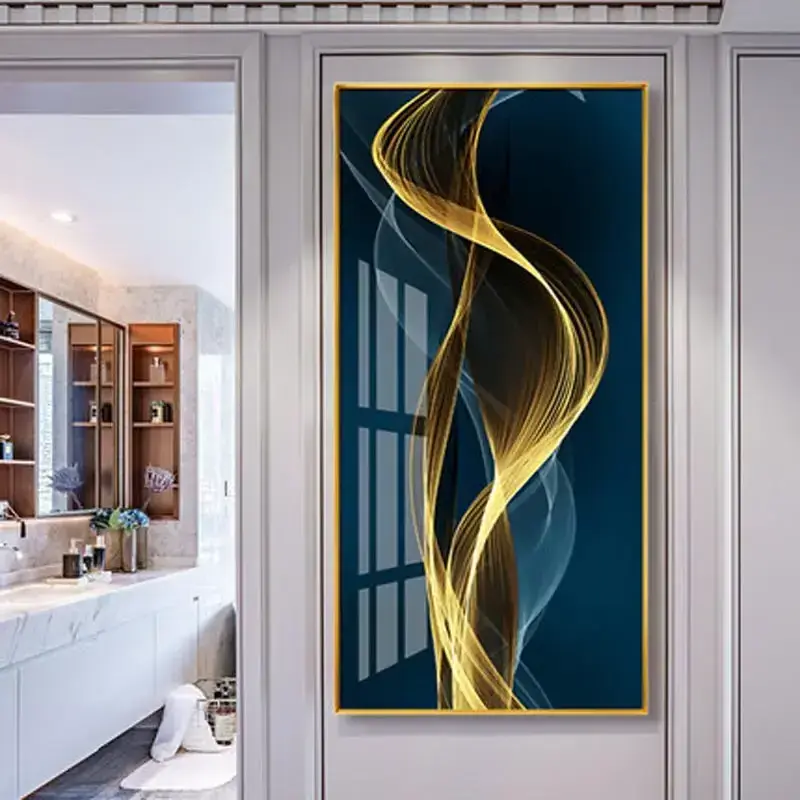 Vertical luxury Three -dimensional abstract Hotel crystal porcelain glass painting prints wall art home decoration