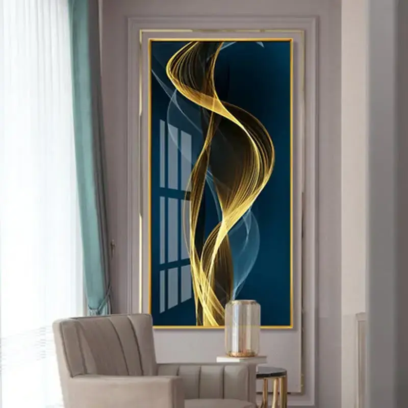 Vertical luxury Three -dimensional abstract Hotel crystal porcelain glass painting prints wall art home decoration