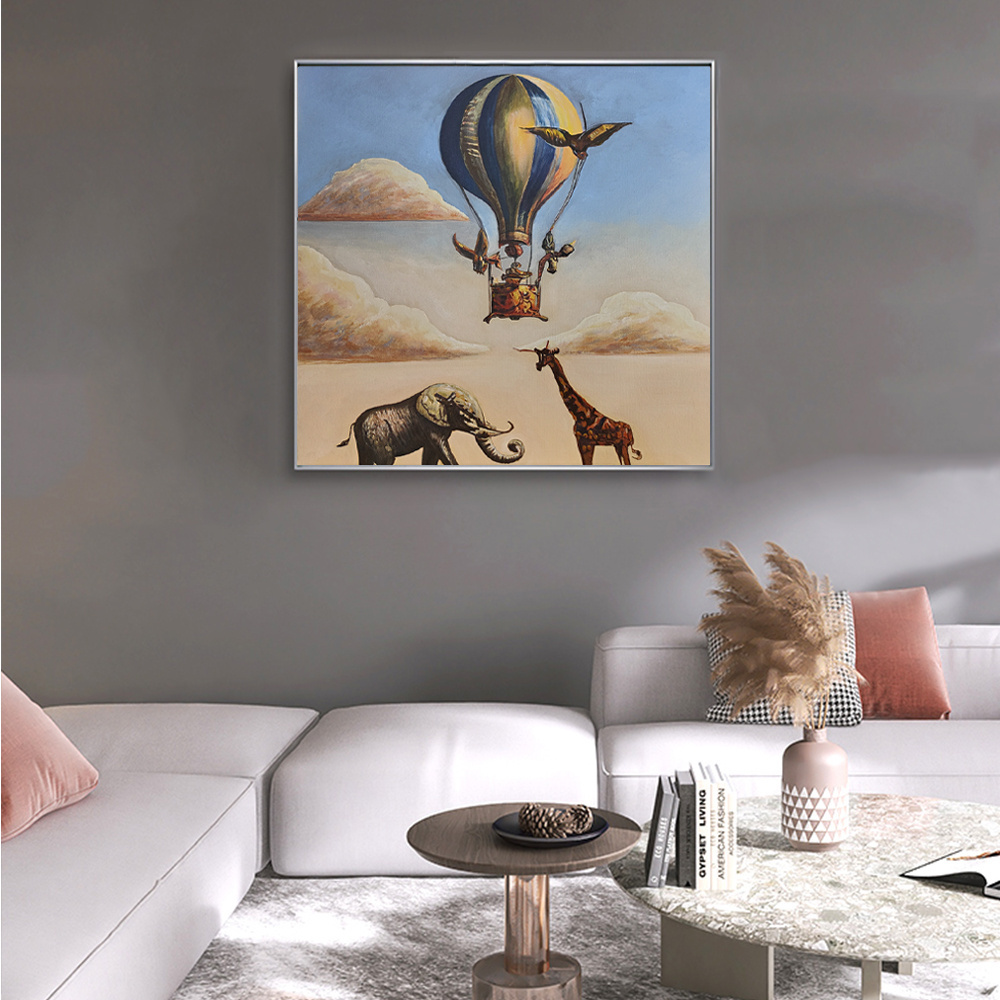 Customized Modern Decoration Oil Paintings hot-air balloon Landscape Hand Painted Canvas Painting For living room decoration