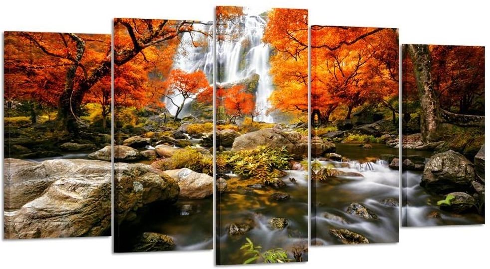 Autumn 5 pieces modern packaging art micro spray canvas printing artwork landscape tree painting living room canvas wall art pa