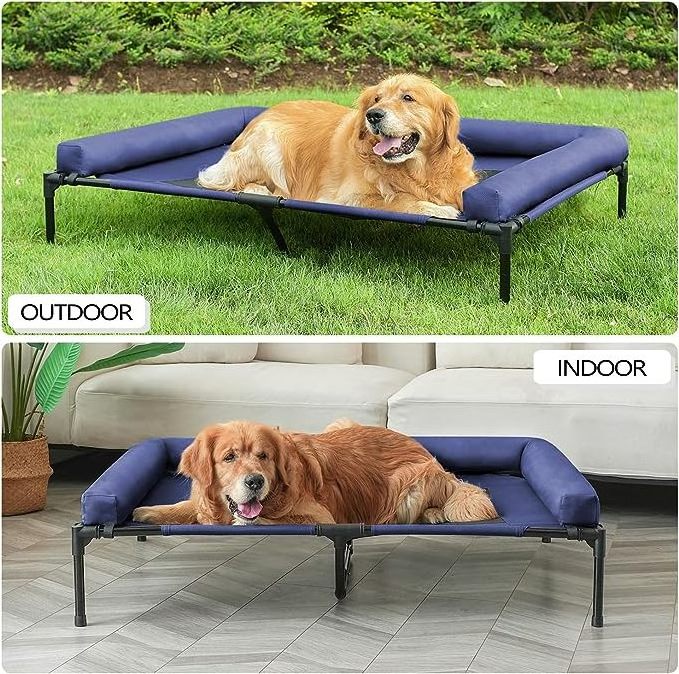 Outdoor Elevated Cooling Pet Dog Beds Travel Elevated Dog Bed With Removable Bolsters