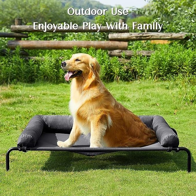 Outdoor Elevated Cooling Pet Dog Beds Travel Elevated Dog Bed With Removable Bolsters