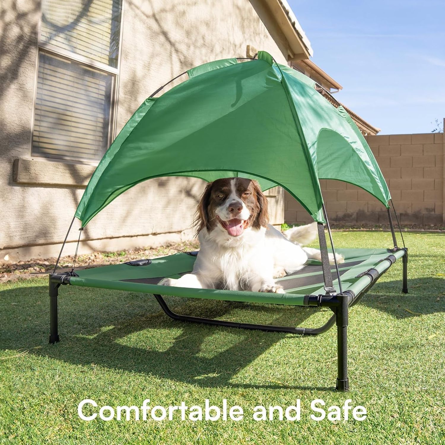 Premium Folding Elevated Pet Cot Bed with Canopy PVC and Polyester Comfortable Elevated Dog Bed