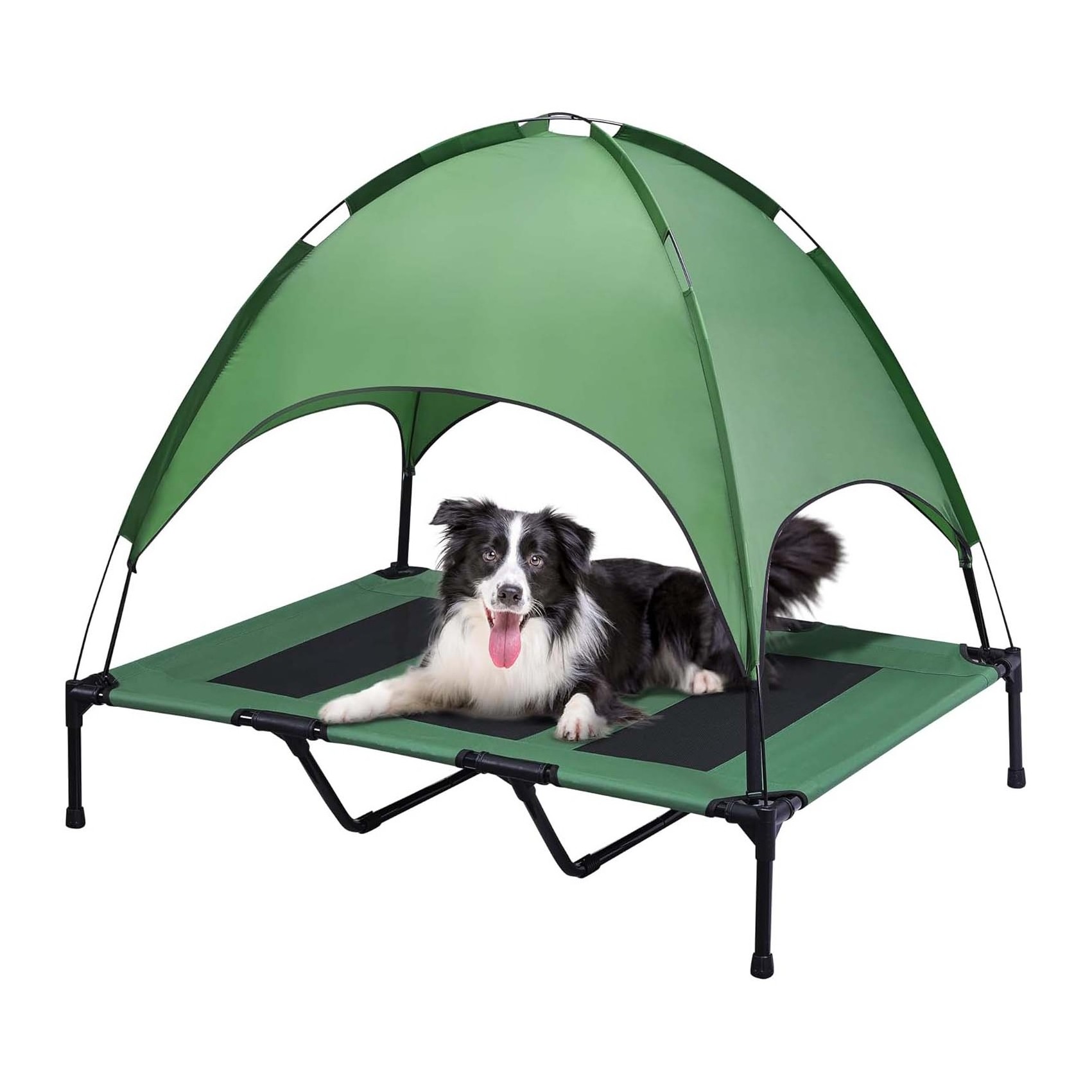 Premium Folding Elevated Pet Cot Bed with Canopy PVC and Polyester Comfortable Elevated Dog Bed