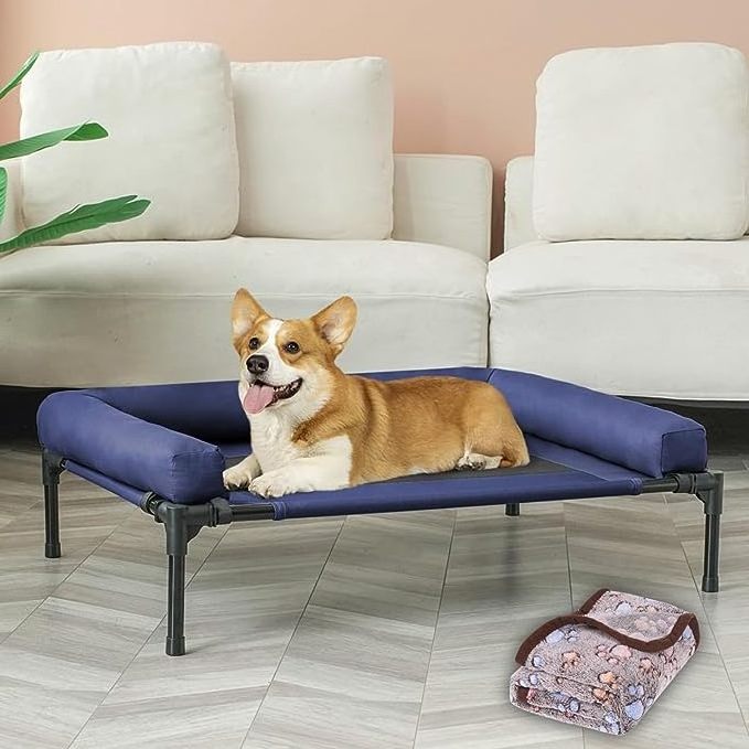 Outdoor Elevated Cooling Pet Dog Beds Travel Elevated Dog Bed With Removable Bolsters