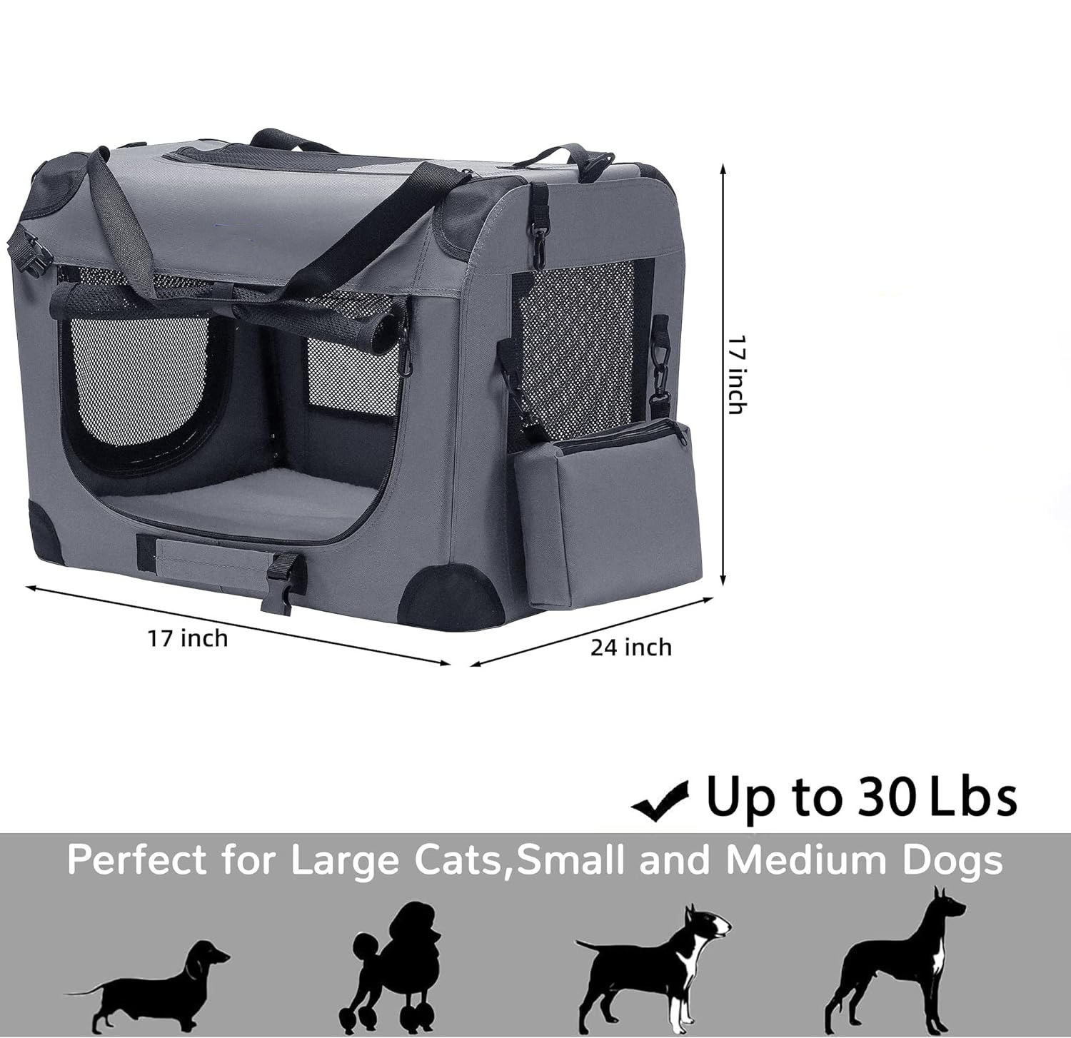 Outdoor Breathable Foldable Portable Pet Cat Dog Crate Travel Carrier Bag For Car Steel Frame Collapsible Dog Crate Soft Dog Cr