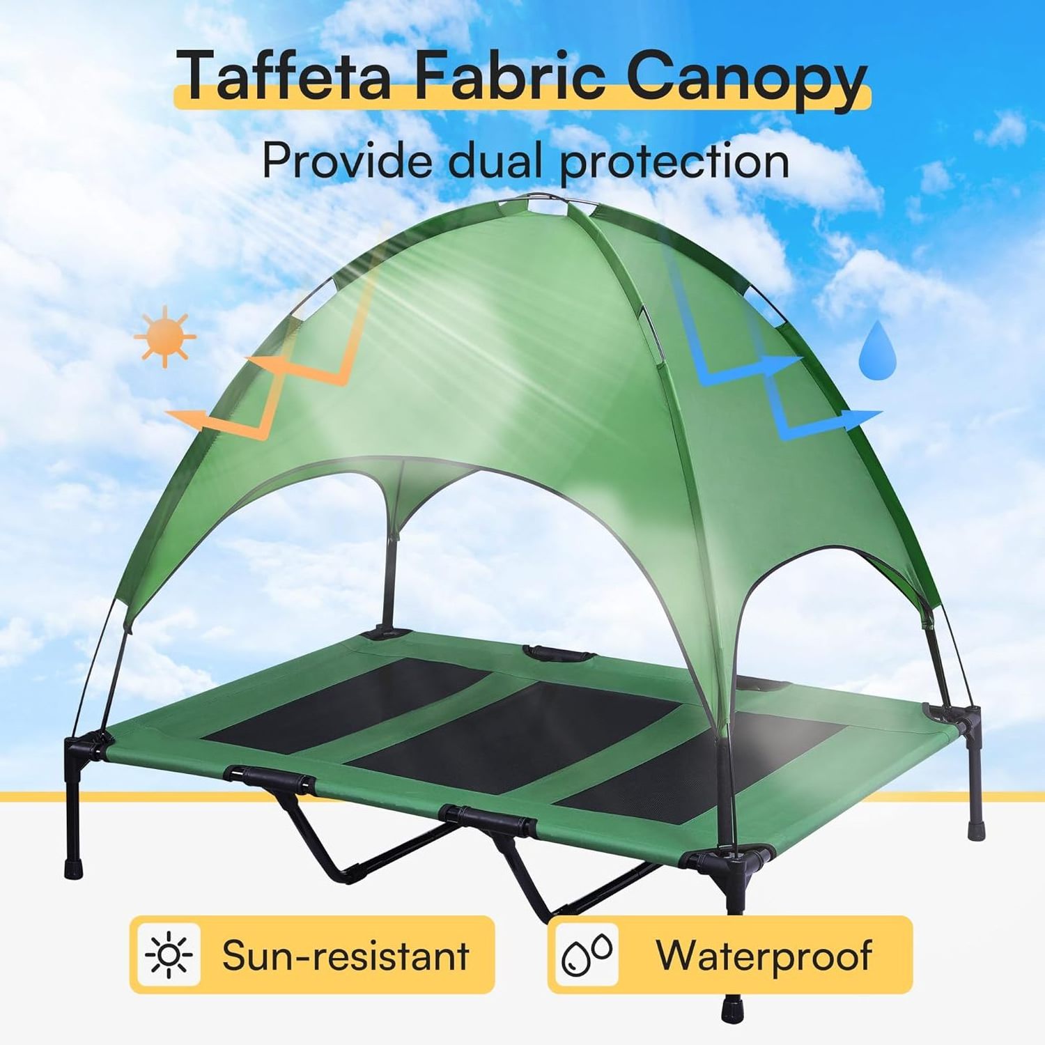 Premium Folding Elevated Pet Cot Bed with Canopy PVC and Polyester Comfortable Elevated Dog Bed