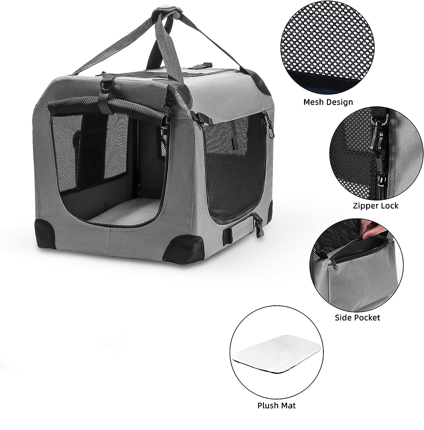 Outdoor Breathable Foldable Portable Pet Cat Dog Crate Travel Carrier Bag For Car Steel Frame Collapsible Dog Crate Soft Dog Cr