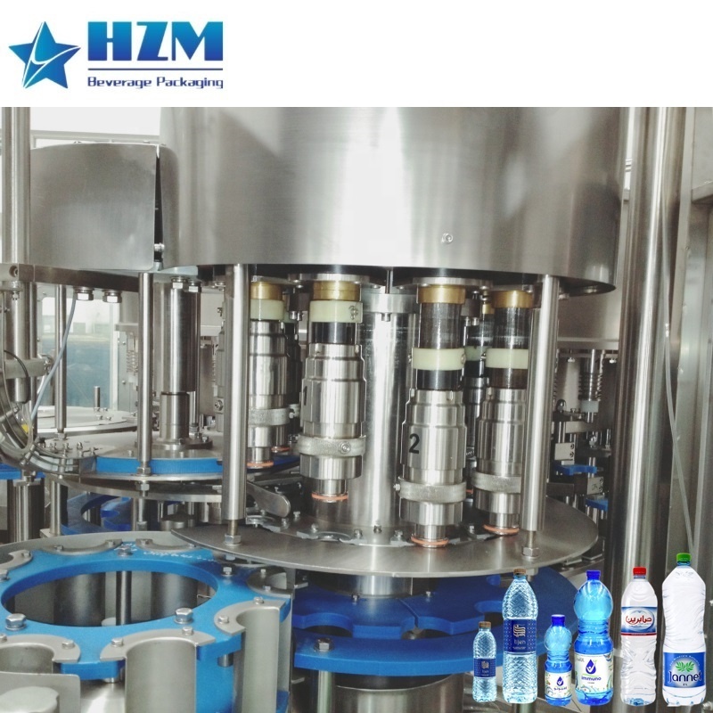 Automatic 300BPM 28mm 3025 Neck PET Bottle Rotary RO Bottle Water Rinsing Filling Capping Machine With Remote Control