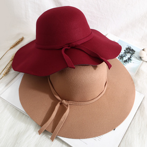 Fedora Hat Wholesale Winter Noble Elegant Formal Flower Vintage Wool Felt Fedora Church Bowler Hat