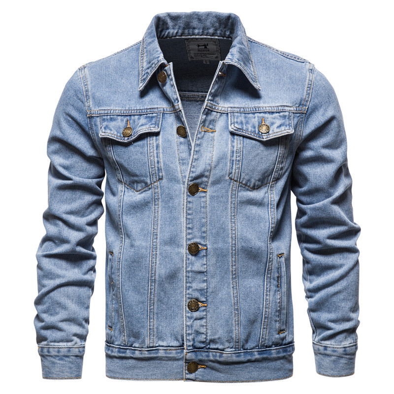 Men's Jackets,Casual Washed Blue  Plain Blank Jeans Wholesale Cotton Denim Jackets For Men Coat