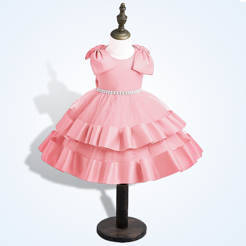 Elegant Princess Sweet Sleeveless Crew Neck Cake Smash Layered Evening Party Baby Girl Dresses