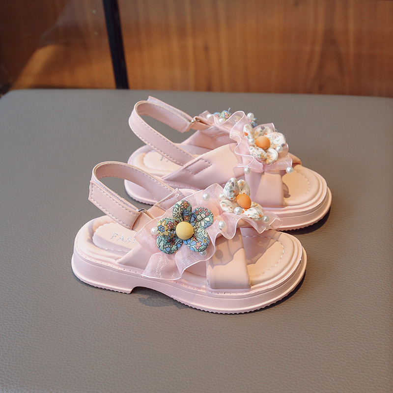 New Summer Girl Kids Open Toe Cute Sandals Shoes With Flowers