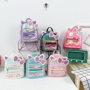 Kindergarten Student Girls Kids Bookbags Schoolbags Book Cartoon Sequins Bow Cat Ears School Bags